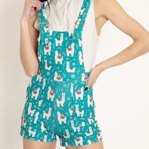 Christmas Llama Short Overalls